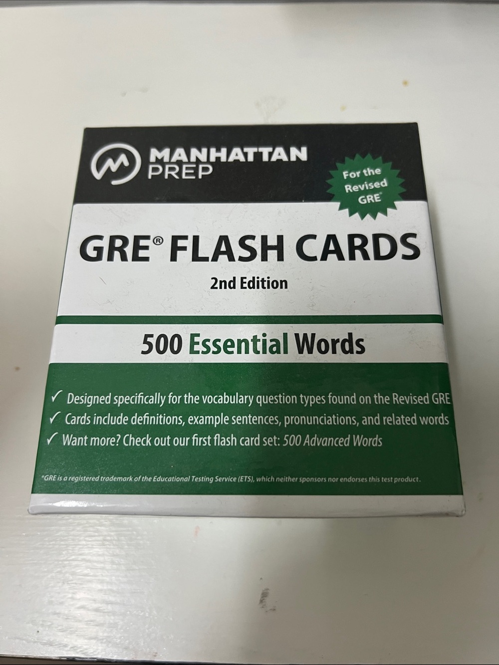 Manhattan Prep GRE Flash Cards - 500 Essential Words (Green/White)